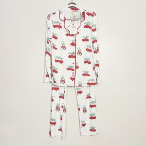 Munki Munki Two Piece Pajama Set Women's Small Top Pants Holiday Christmas Print